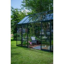 HALLS szklarnia ogrodowa ICON PLANTHOUSE 8 (9,7 m2; 2,55 x 3,79 m) czarna, szkło hartowane + baza